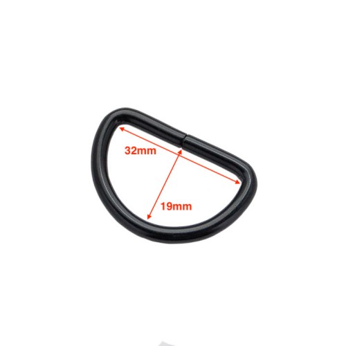 D-ring 32x19mm (Steel,Black)