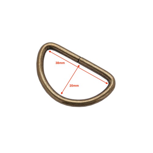 D-ring 38x20mm (Steel,Antique)