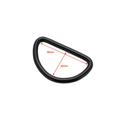 D-ring 38x20mm (Steel,Black)