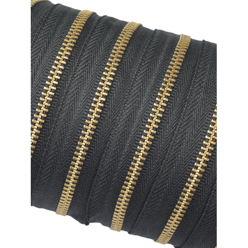 YKK Zipper #3 (Black, Brass)