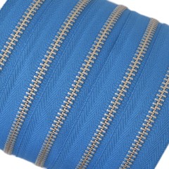 YKK Zipper #3 (Blue, Nickel)