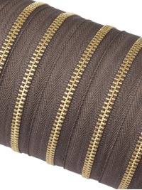 Молния YKK #3 (коричневая, латунь)