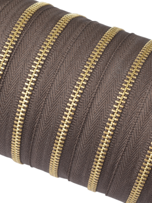 Молния YKK #3 (коричневая, латунь)