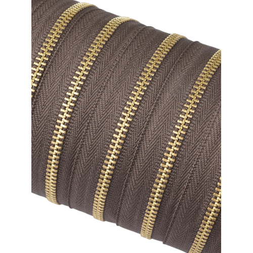 YKK Zipper #3 (Brown, Brass)