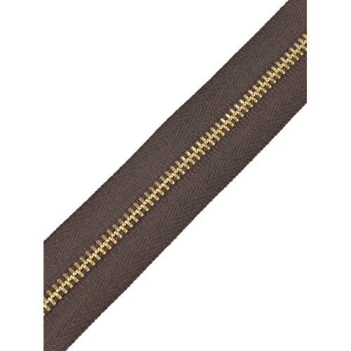YKK Zipper #3 (Brown, Brass)
