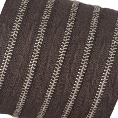 YKK Zipper #3 (Brown, Nickel)