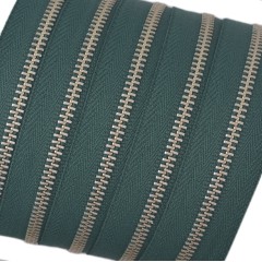 YKK Zipper #3 (Green, Nickel)