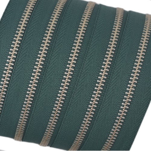 YKK Zipper #3 (Green, Nickel)