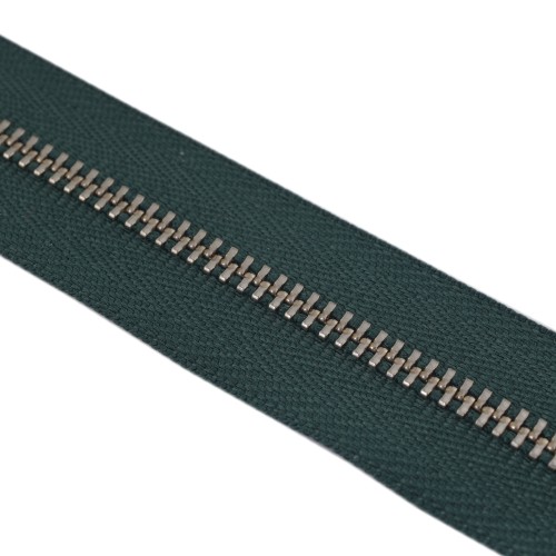 YKK Zipper #3 (Green, Nickel)