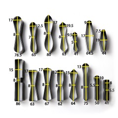 Set of shaped cuttings for zipper pullers (15 types)